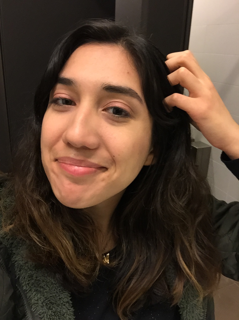 Searching for the good light in the office bathroom and hoping to god that no one walks in.
